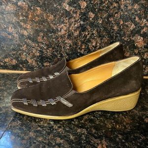 ITALY made DONNA SOFT wedges leather/suede size 9